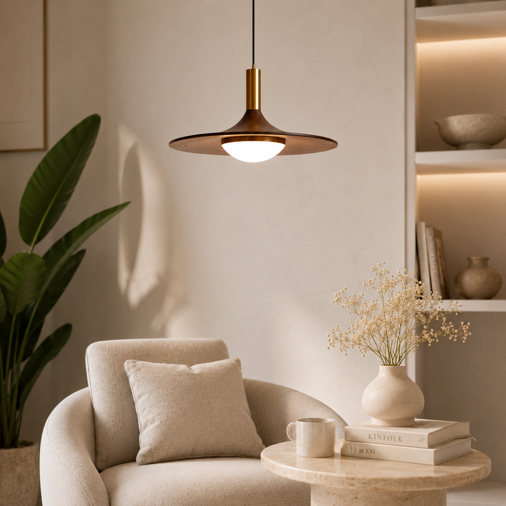 Casa Lumière Nordic Hanglamp met Walnoot Design - Design Lamp Sfeerverlichting Woonkamer, Eetkamer & Slaapkamer