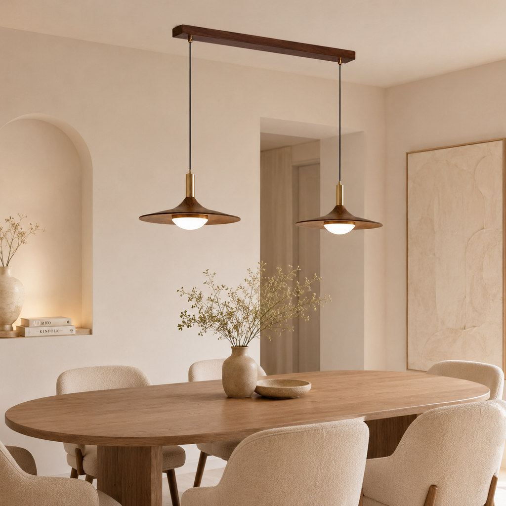 Casa Lumière Nordic Hanglamp met Walnoot Design - Design Lamp Sfeerverlichting Woonkamer, Eetkamer & Slaapkamer