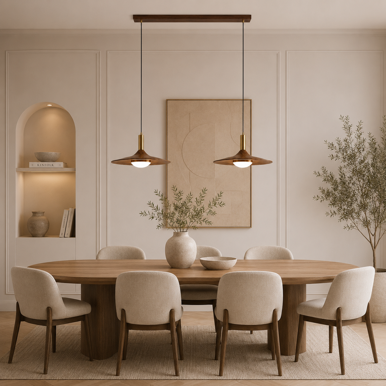 Casa Lumière Nordic Hanglamp met Walnoot Design - Design Lamp Sfeerverlichting Woonkamer, Eetkamer & Slaapkamer