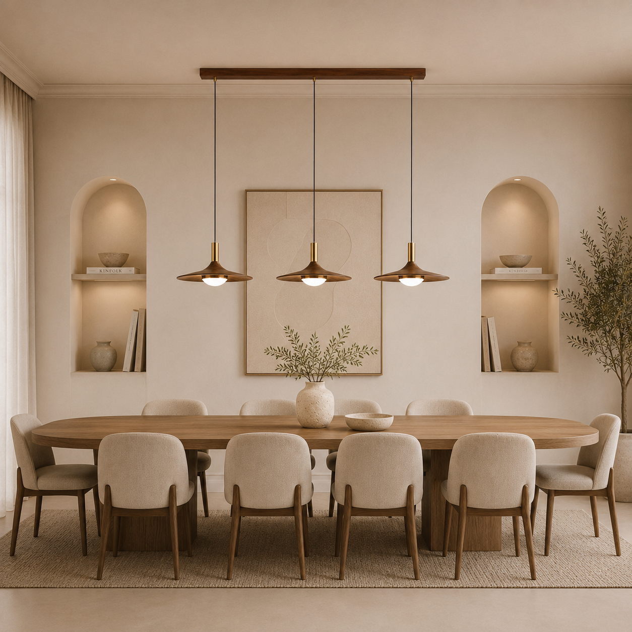 Casa Lumière Nordic Hanglamp met Walnoot Design - Design Lamp Sfeerverlichting Woonkamer, Eetkamer & Slaapkamer