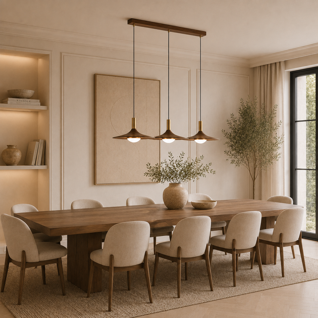 Casa Lumière Nordic Hanglamp met Walnoot Design - Design Lamp Sfeerverlichting Woonkamer, Eetkamer & Slaapkamer