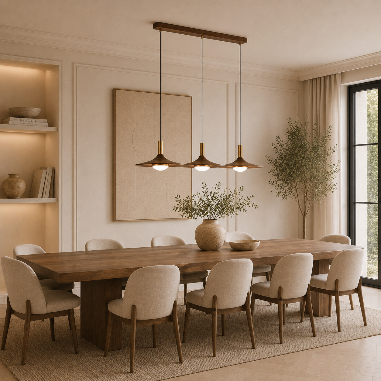 Casa Lumière Nordic Hanglamp met Walnoot Design - Design Lamp Sfeerverlichting Woonkamer, Eetkamer & Slaapkamer