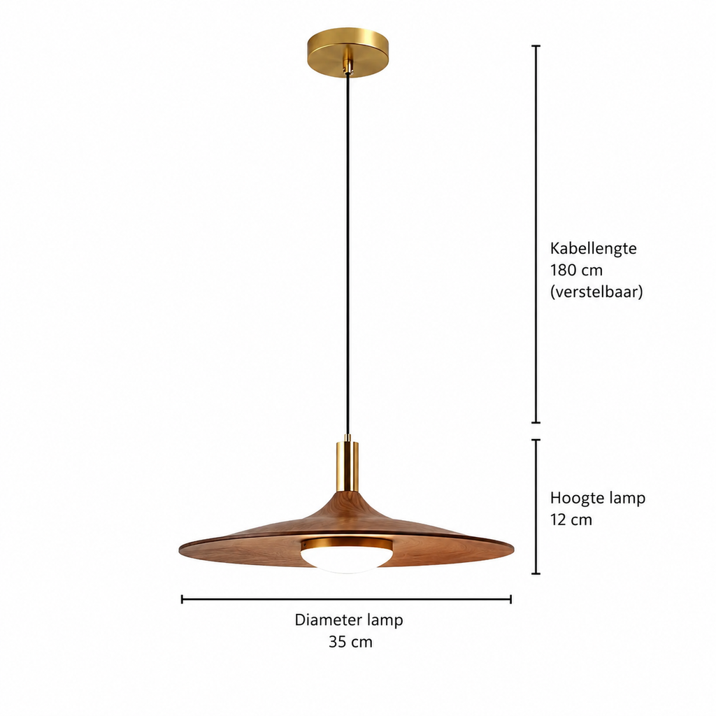 Casa Lumière Nordic Hanglamp met Walnoot Design - Design Lamp Sfeerverlichting Woonkamer, Eetkamer & Slaapkamer