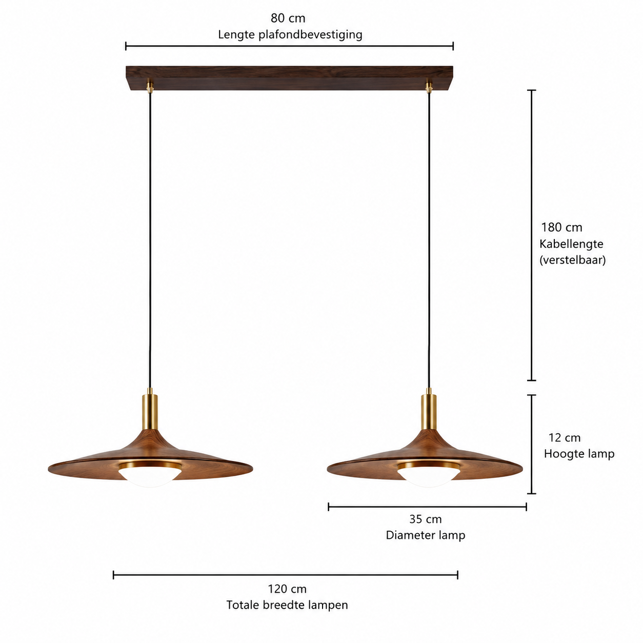 Casa Lumière Nordic Hanglamp met Walnoot Design - Design Lamp Sfeerverlichting Woonkamer, Eetkamer & Slaapkamer