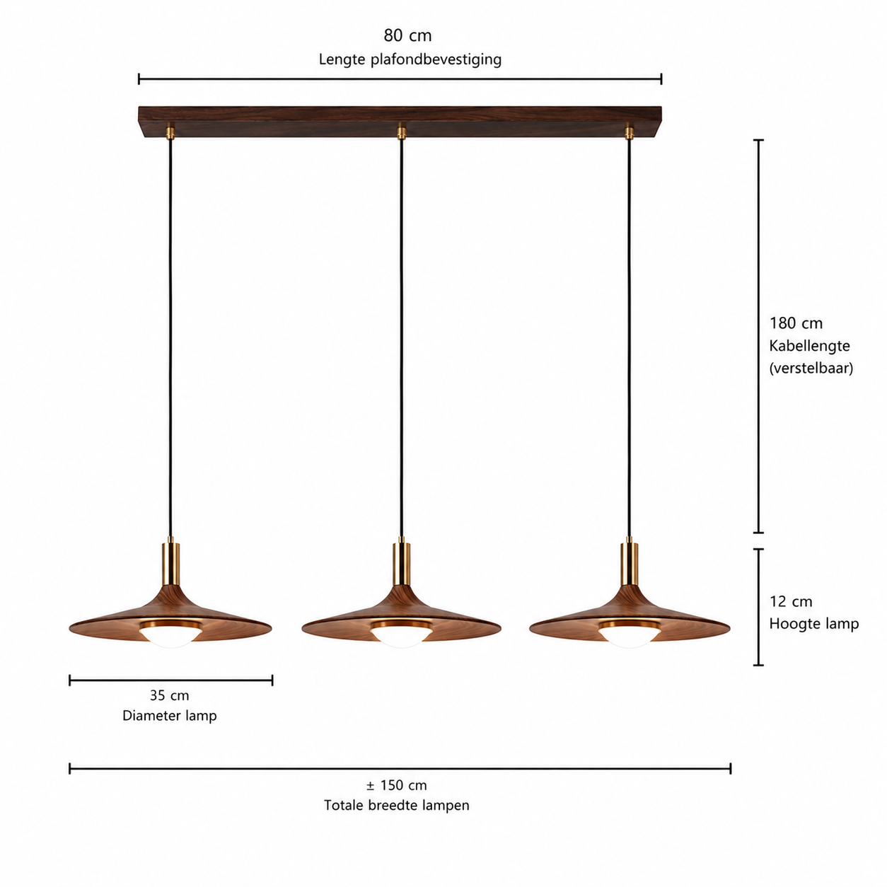 Casa Lumière Nordic Hanglamp met Walnoot Design - Design Lamp Sfeerverlichting Woonkamer, Eetkamer & Slaapkamer