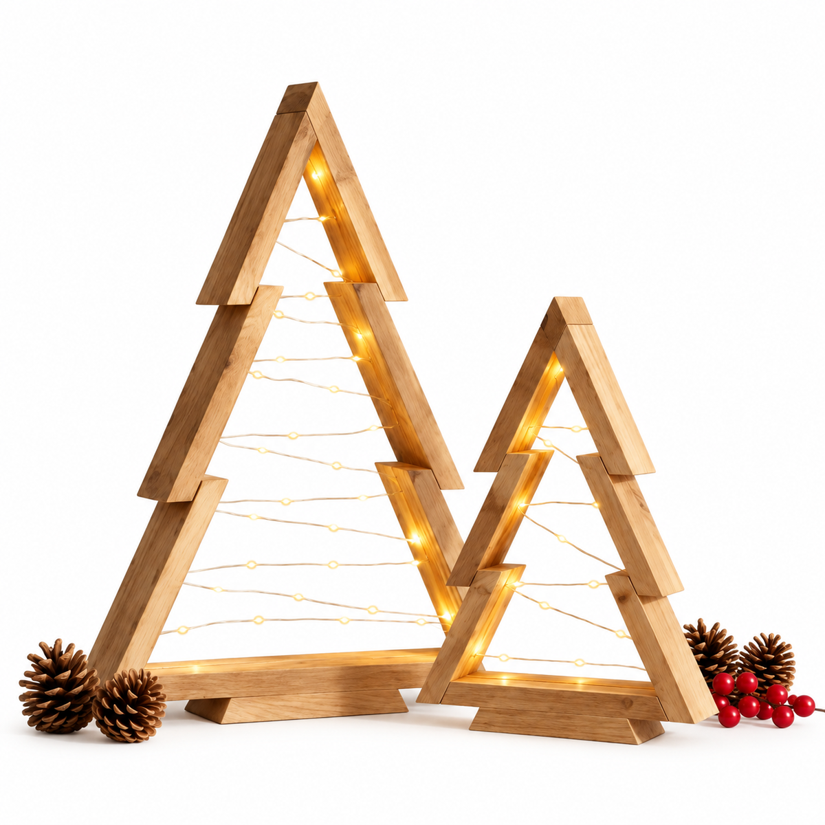 Casa Lumière Decoratieve set Kerstboom van Naturel Hout & LED Sfeerverlichting