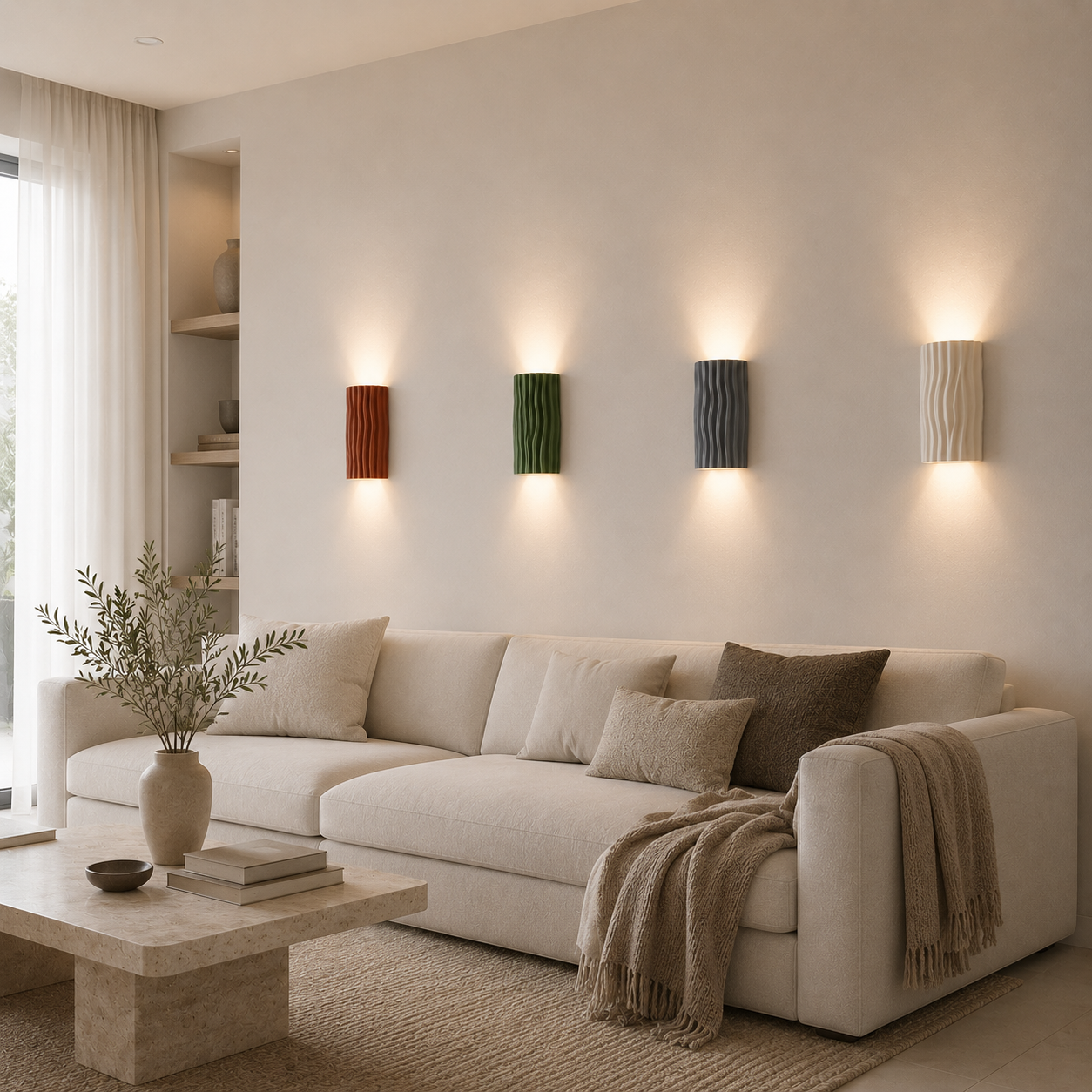 Casa Lumière Japandi Resin Wandlamp - Organische Lijnen Design Lamp Sfeerverlichting