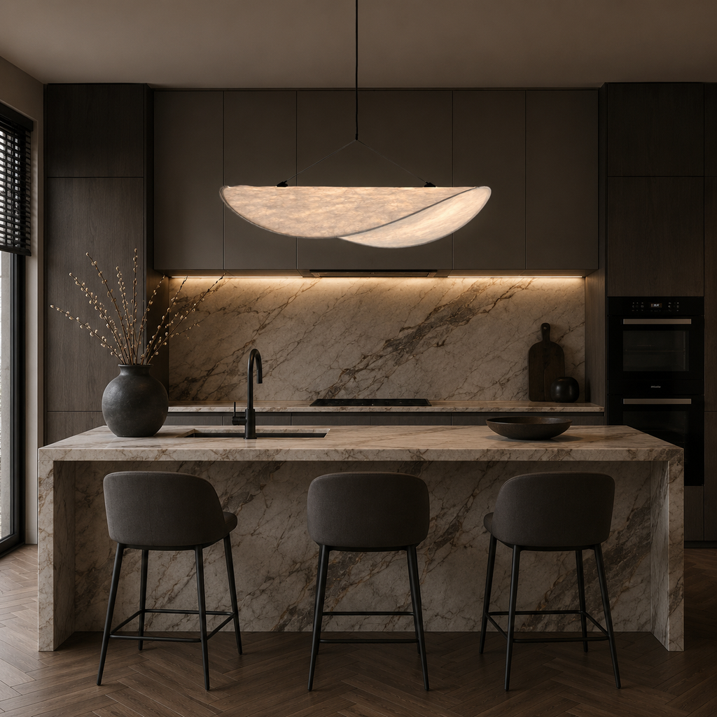 Casa Lumière Japandi Zijde Stoffen Hanglamp - Organisch Minimalistisch Wit Design Lamp