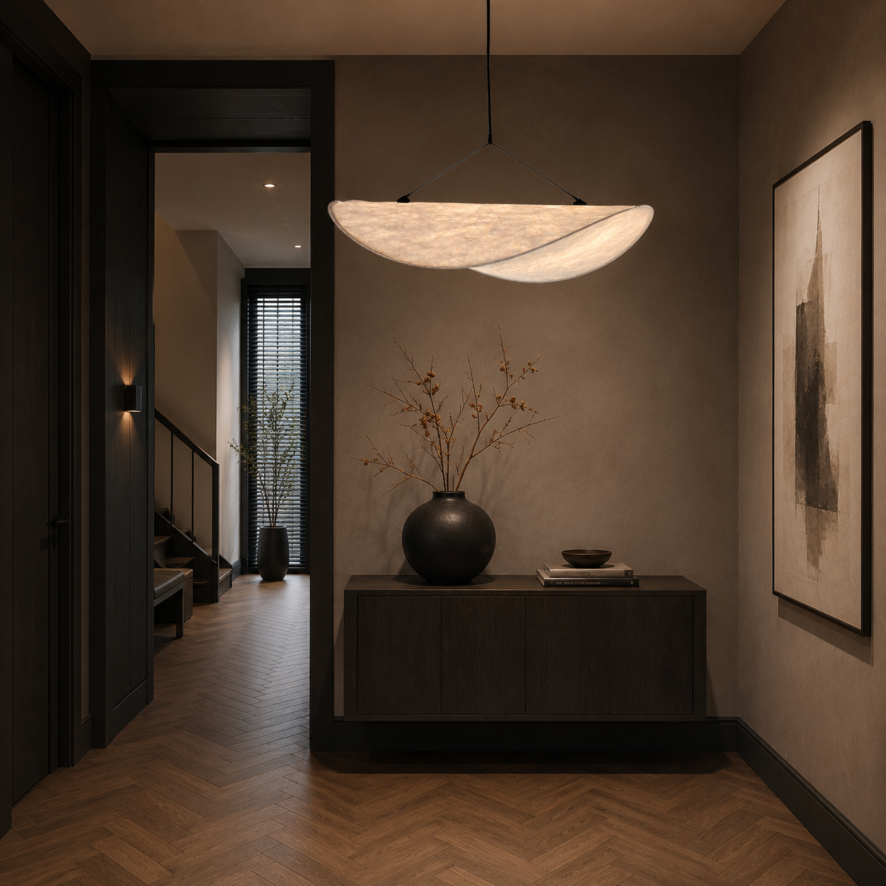 Casa Lumière Japandi Zijde Stoffen Hanglamp - Organisch Minimalistisch Wit Design Lamp