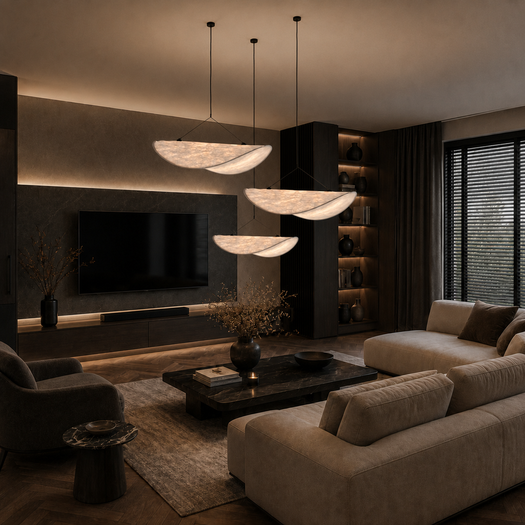 Casa Lumière Japandi Zijde Stoffen Hanglamp - Organisch Minimalistisch Wit Design Lamp