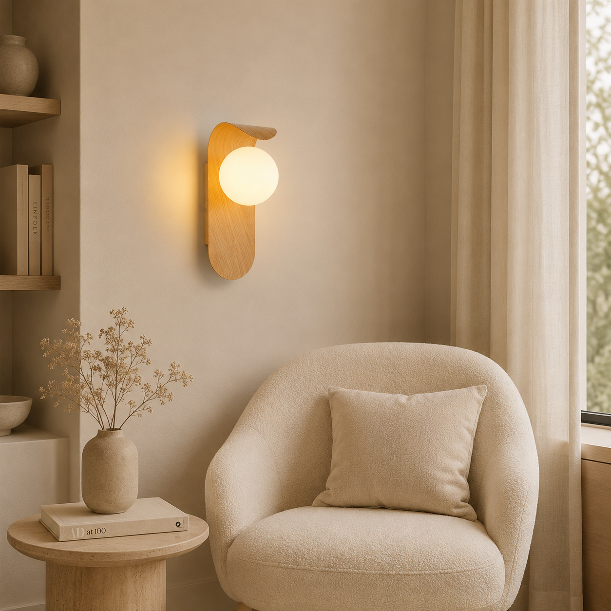 Casa Lumière Nordic Wandlamp van Hout & Glas - Warme Design Lamp