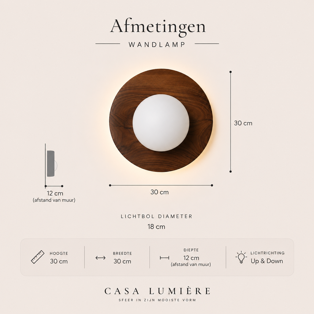 Casa Lumière Nordic Wandlamp - Warme LED Design Lamp Sfeerverlichting