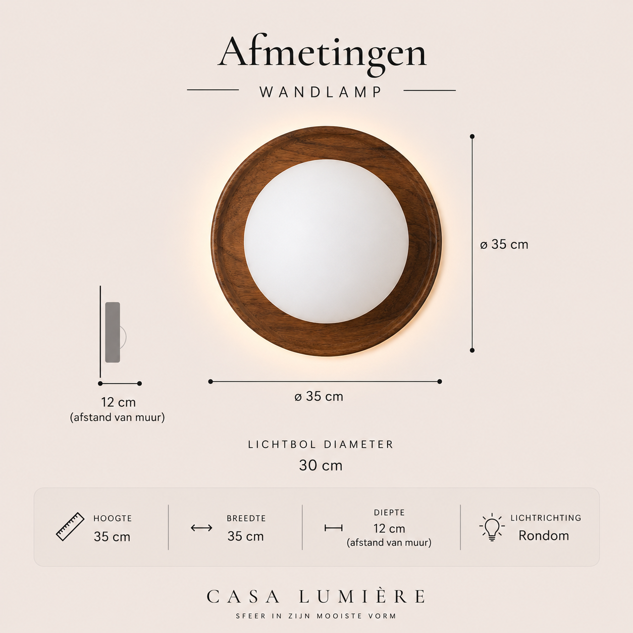 Casa Lumière Nordic Wandlamp - Warme LED Design Lamp Sfeerverlichting