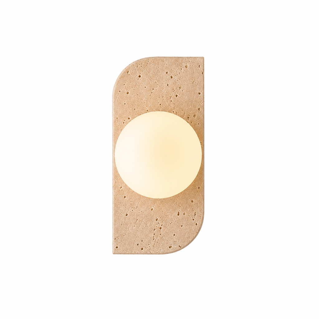 Casa Lumière Wandlamp Travertine Natuursteen - Ronde Design Lamp