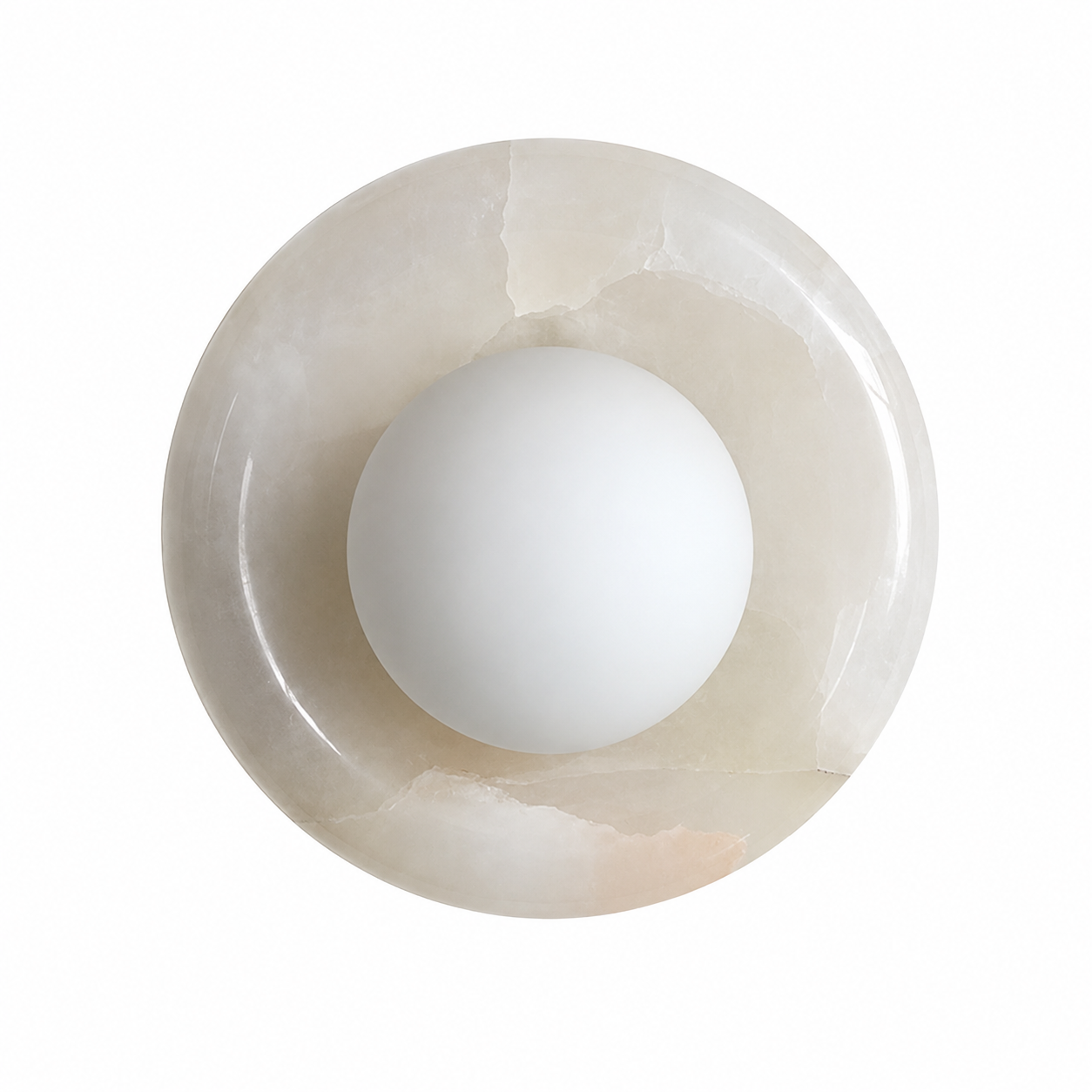 Casa Lumière Marmeren Ronde Wandlamp - Natuursteen met Matglas Design Lamp