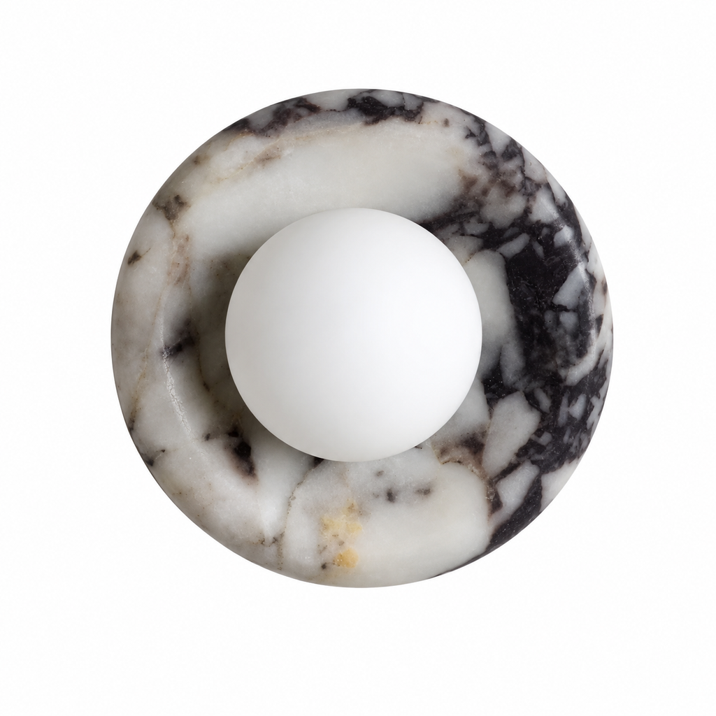 Casa Lumière Marmeren Ronde Wandlamp - Natuursteen met Matglas Design Lamp