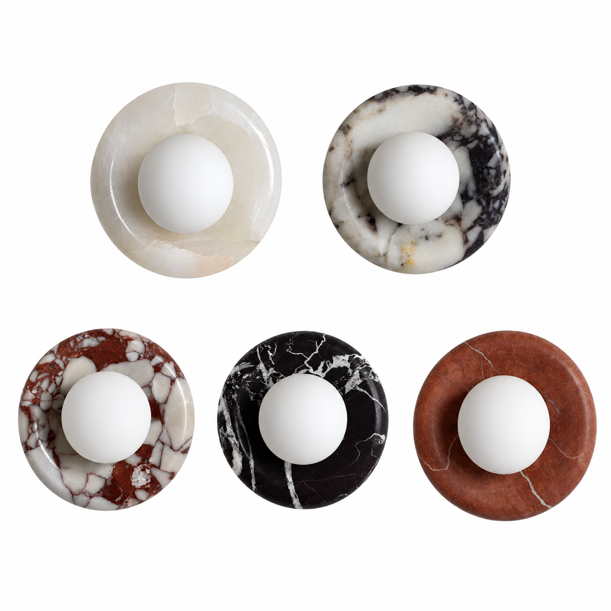 Casa Lumière Marmeren Ronde Wandlamp - Natuursteen met Matglas Design Lamp