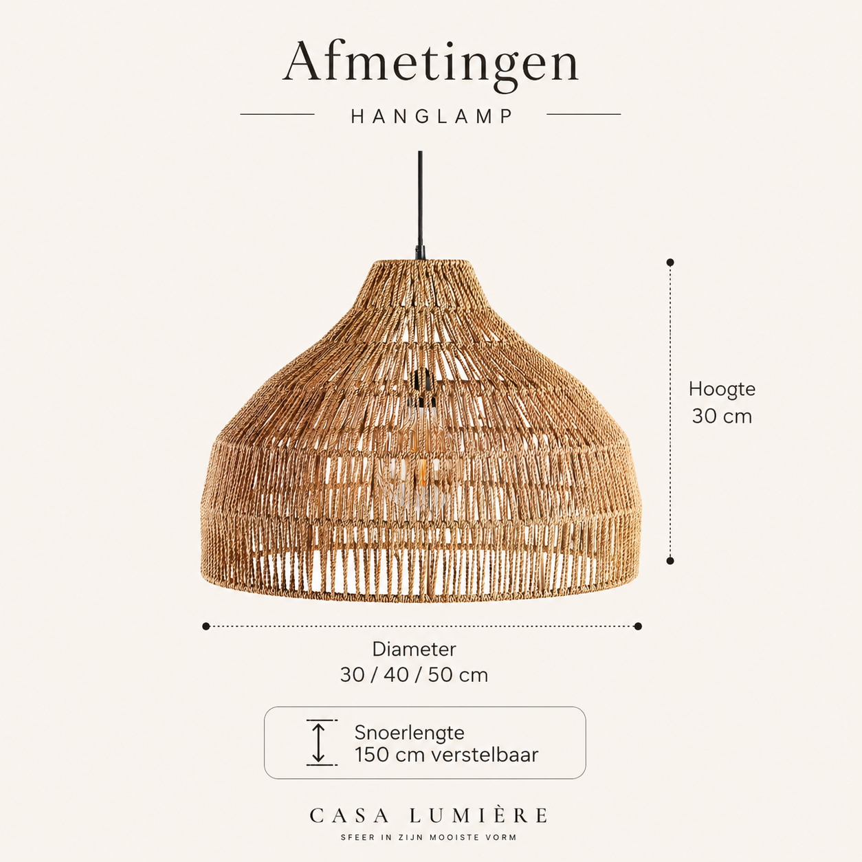 Casa Lumière Rotan Hanglamp in Boho Stijl - Warme Design Lamp Sfeerverlichting