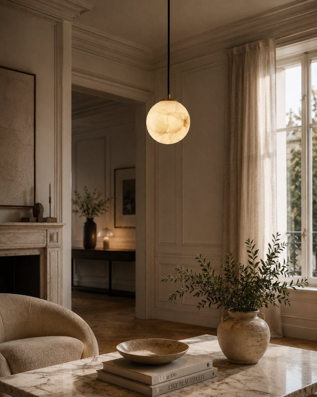 Casa Lumière Alabaster Hanglamp - Natuursteen Verlichting