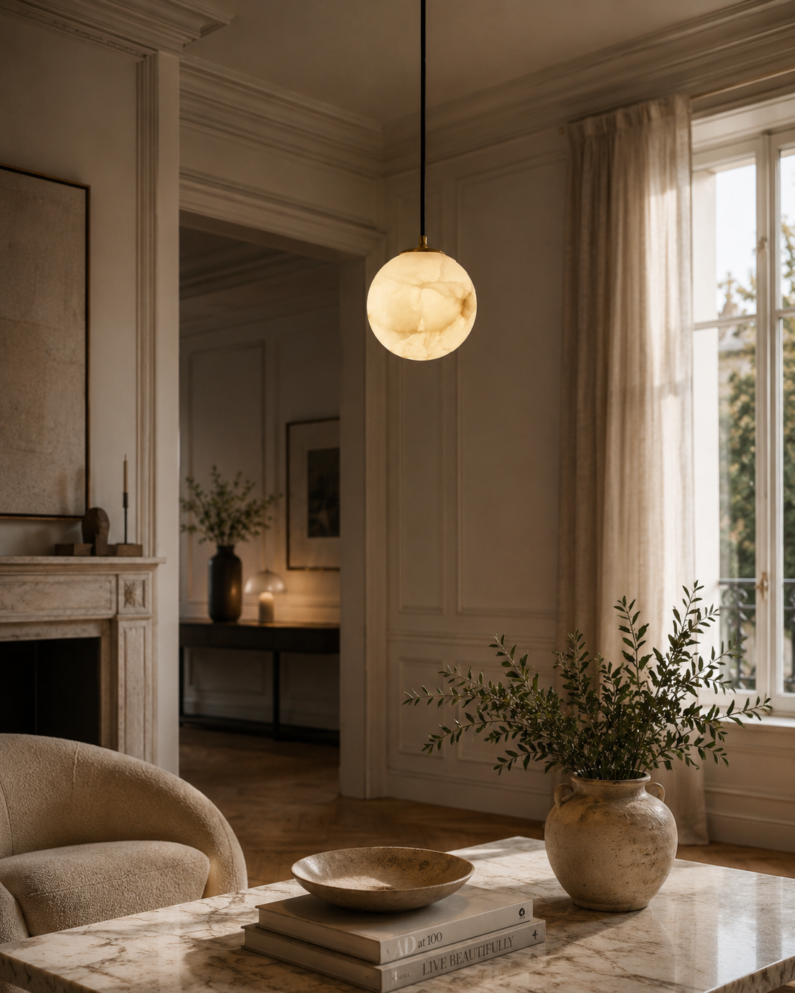 Casa Lumière Alabaster Hanglamp - Natuursteen Verlichting