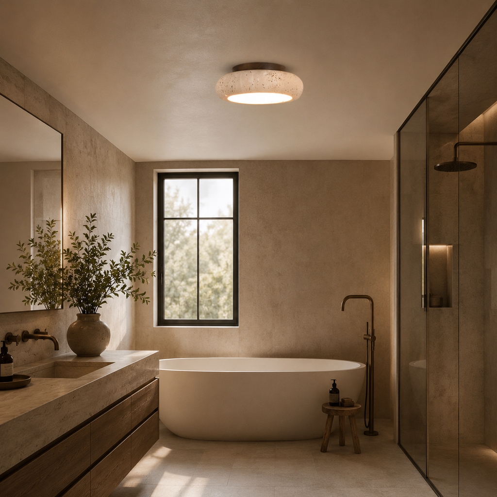 Casa Lumière Travertine Retro Plafondlamp - Natuursteen Verlichting