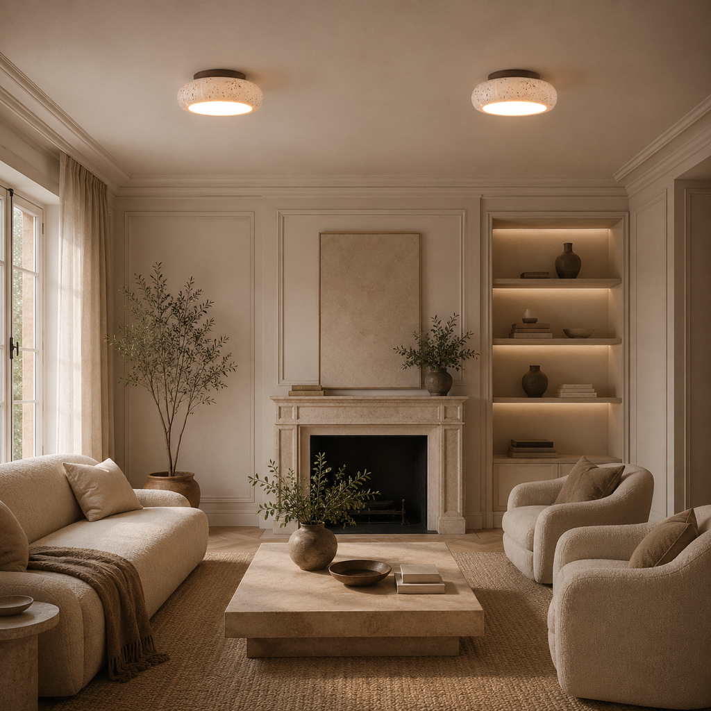 Casa Lumière Travertine Retro Plafondlamp - Natuursteen Verlichting
