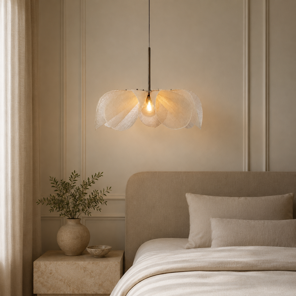 Casa Lumière Nordic Flower Hanglamp - Sculpturale Fabric Design Verlichting