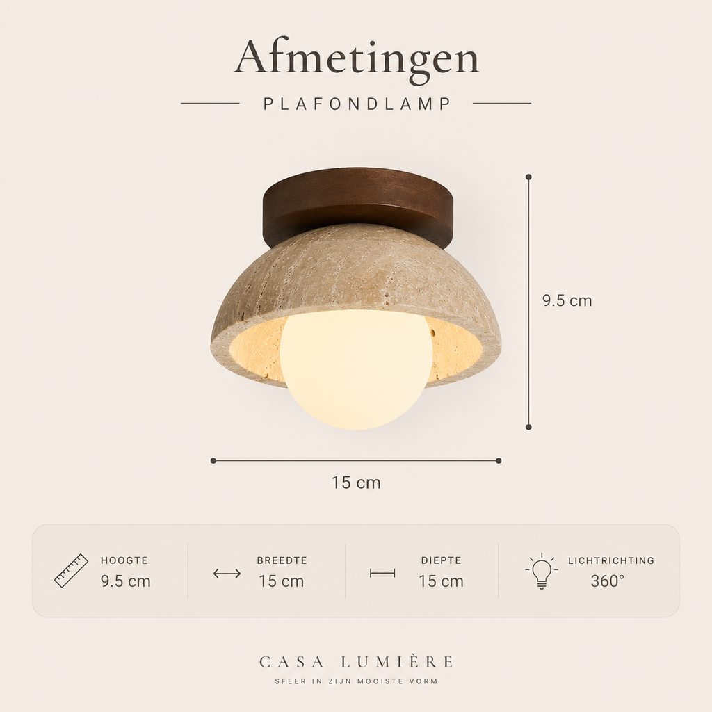 Casa Lumière Travertine Plafondlamp - Natuursteen Design Lamp