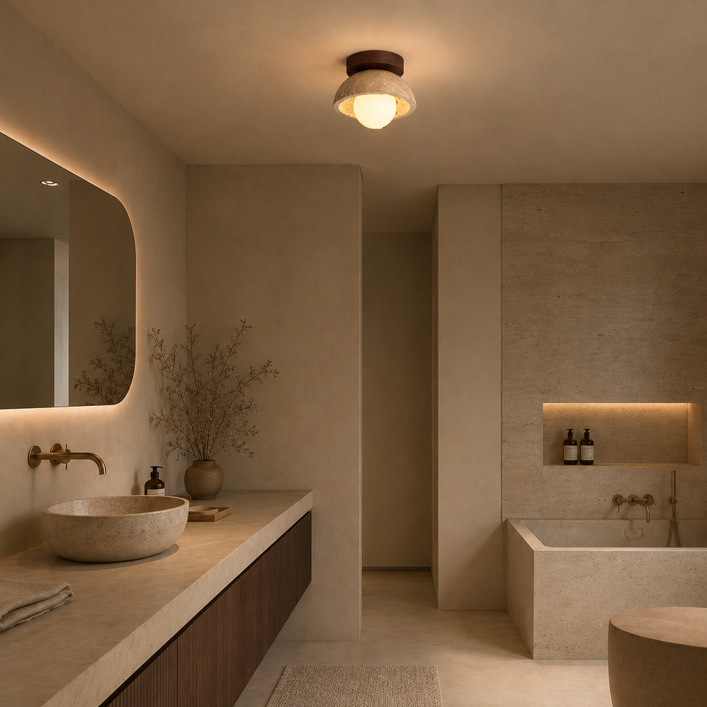 Casa Lumière Travertine Plafondlamp - Natuursteen Design Lamp
