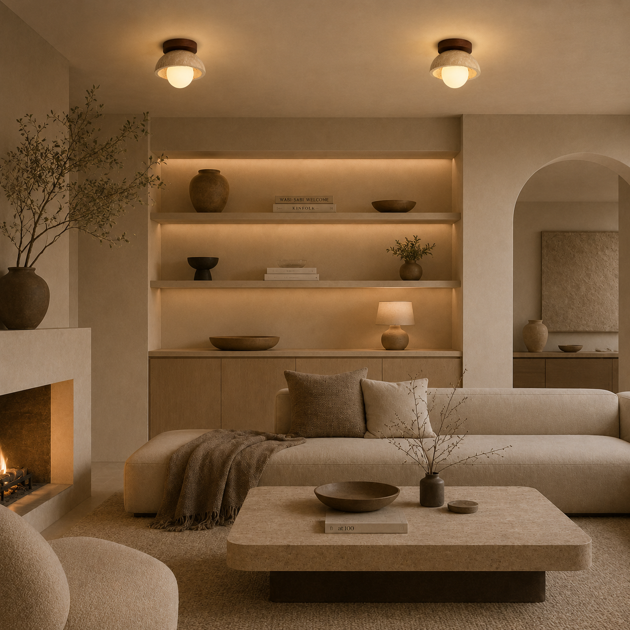 Casa Lumière Travertine Plafondlamp - Natuursteen Design Lamp