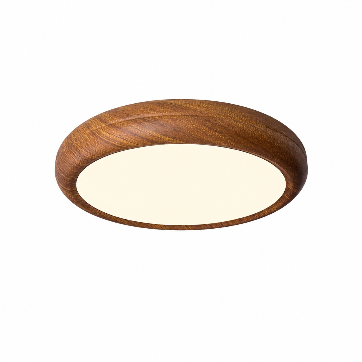 Casa Lumière Ronde Walnoot & Acryl Plafondlamp - Design Lamp Sfeerverlichting