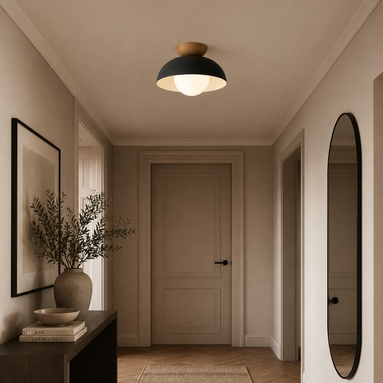 Casa Lumière Nordic Plafondlamp – Houten Accent & Warme Sfeerverlichting