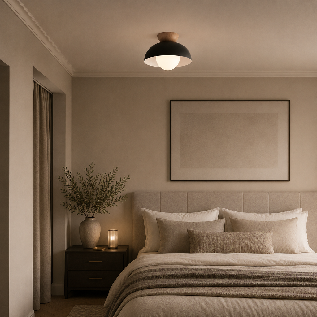Casa Lumière Nordic Plafondlamp – Houten Accent & Warme Sfeerverlichting
