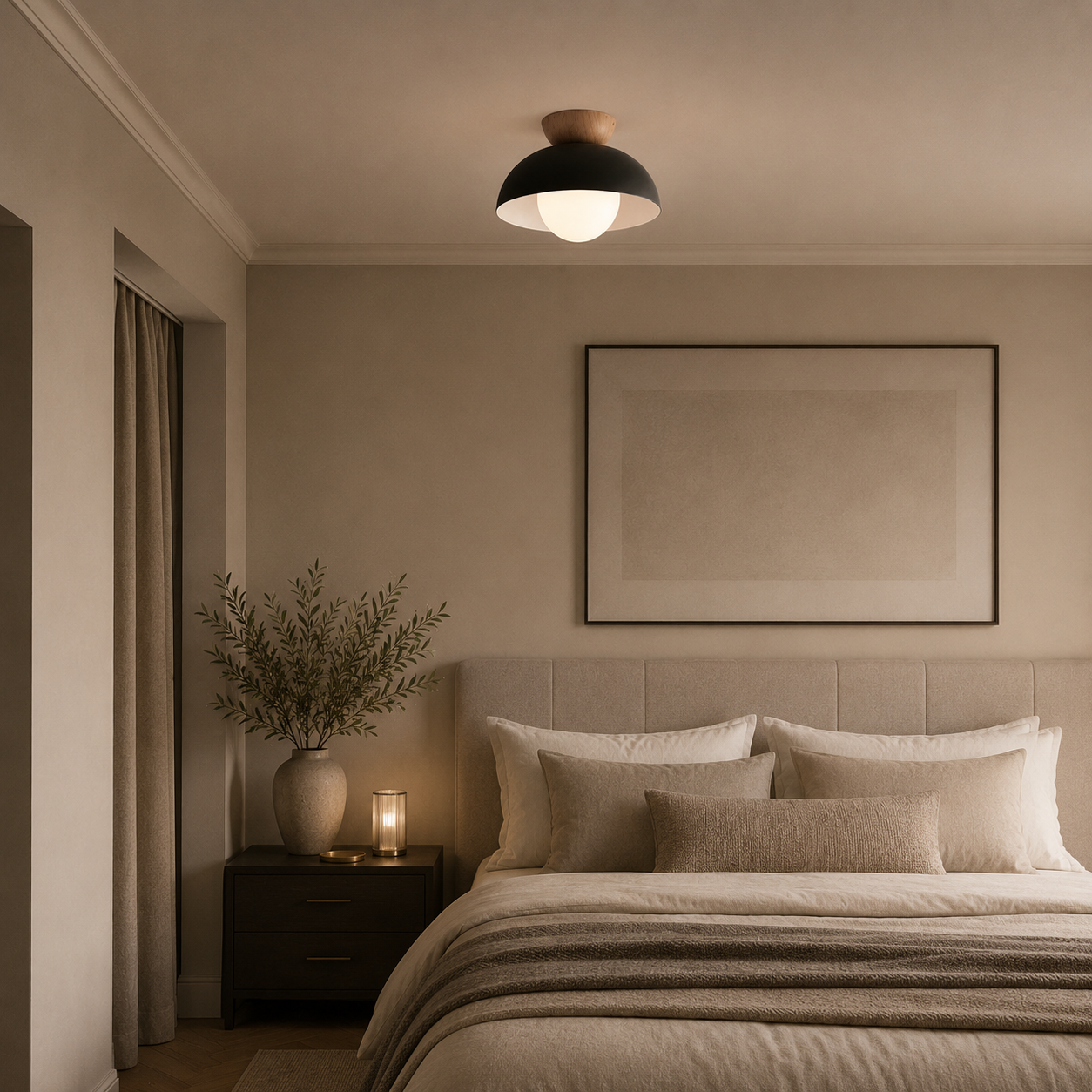 Casa Lumière Nordic Plafondlamp – Houten Accent & Warme Sfeerverlichting