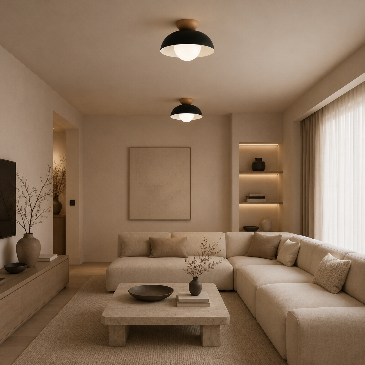 Casa Lumière Nordic Plafondlamp – Houten Accent & Warme Sfeerverlichting