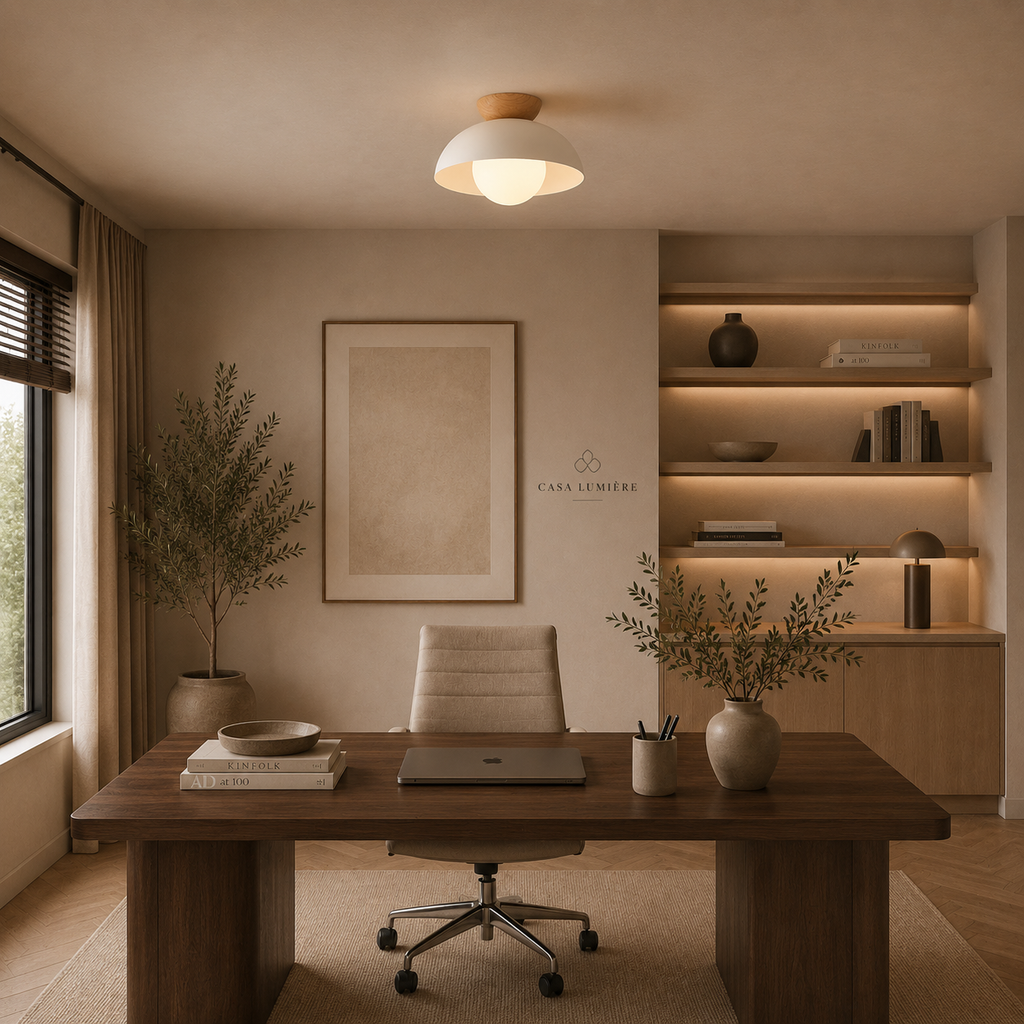 Casa Lumière Nordic Plafondlamp – Houten Accent & Warme Sfeerverlichting