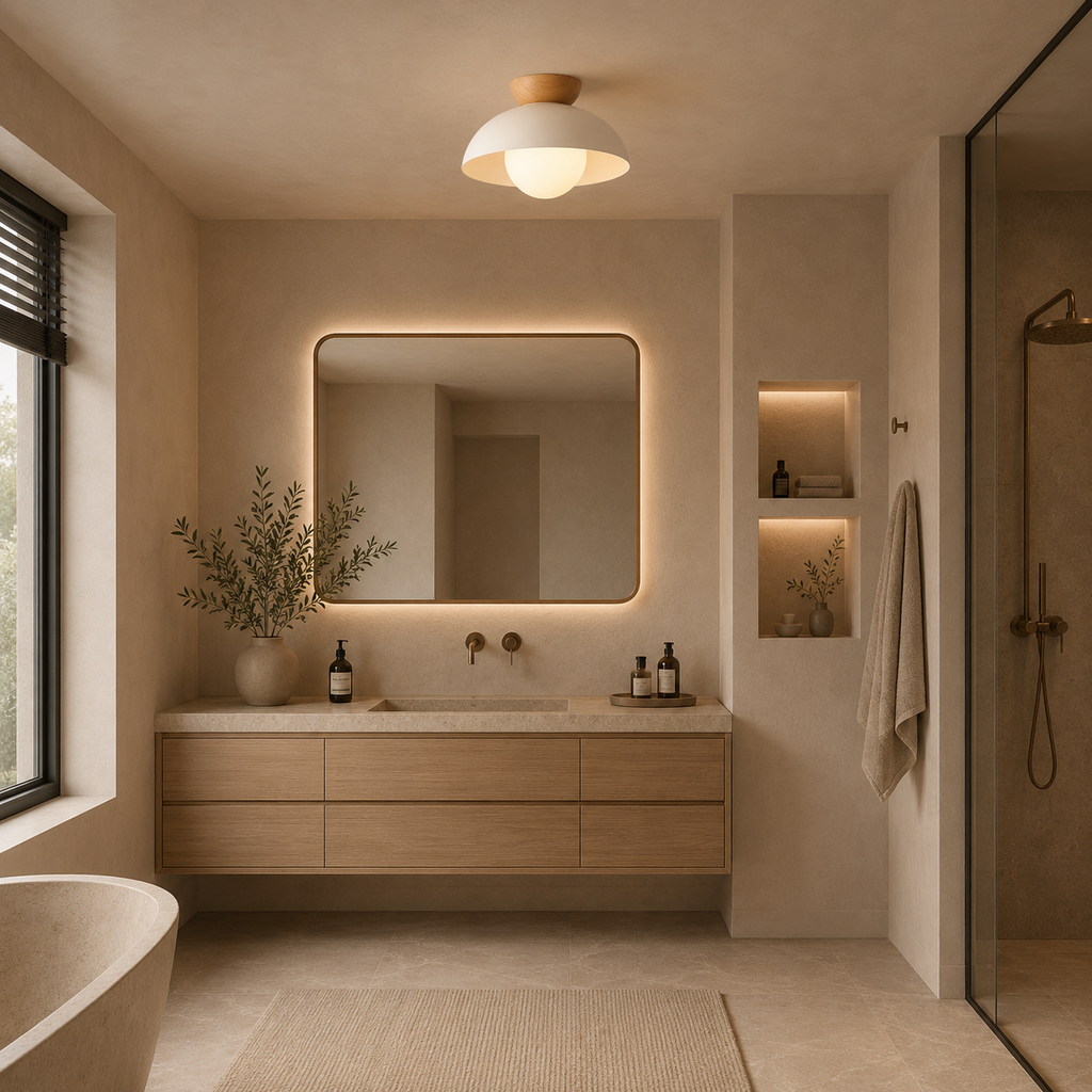 Casa Lumière Nordic Plafondlamp – Houten Accent & Warme Sfeerverlichting