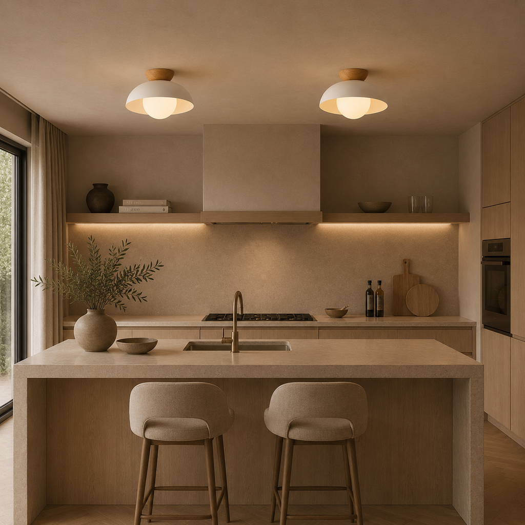 Casa Lumière Nordic Plafondlamp – Houten Accent & Warme Sfeerverlichting