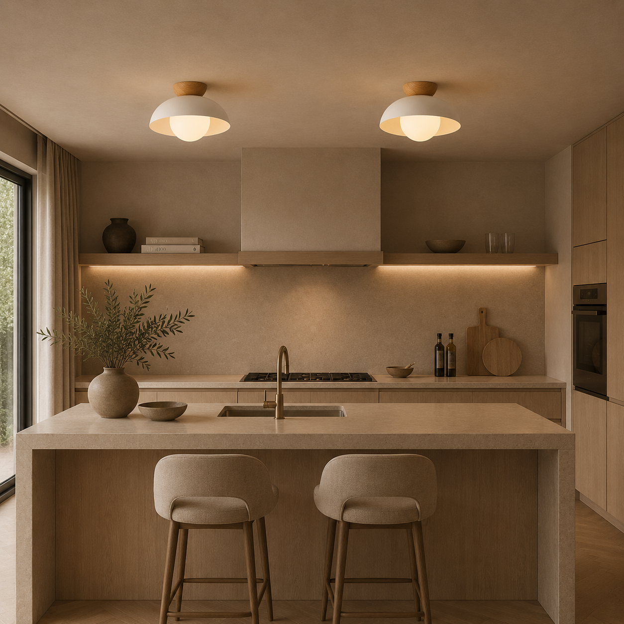 Casa Lumière Nordic Plafondlamp – Houten Accent & Warme Sfeerverlichting