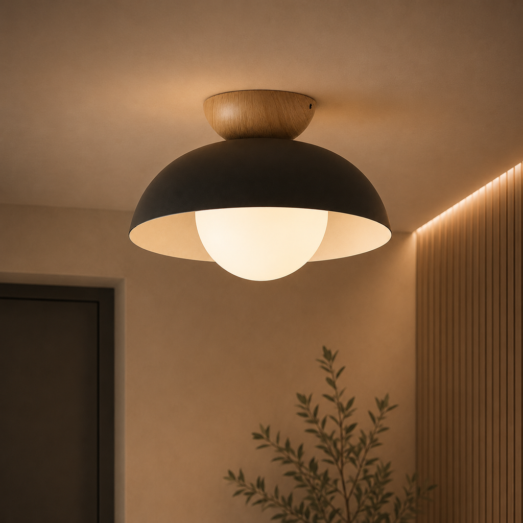 Casa Lumière Nordic Plafondlamp – Houten Accent & Warme Sfeerverlichting