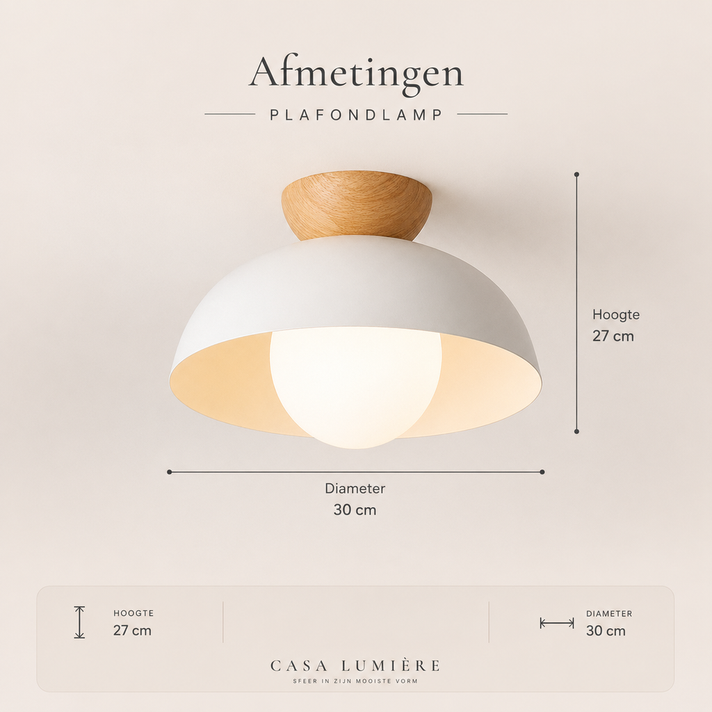 Casa Lumière Nordic Plafondlamp – Houten Accent & Warme Sfeerverlichting