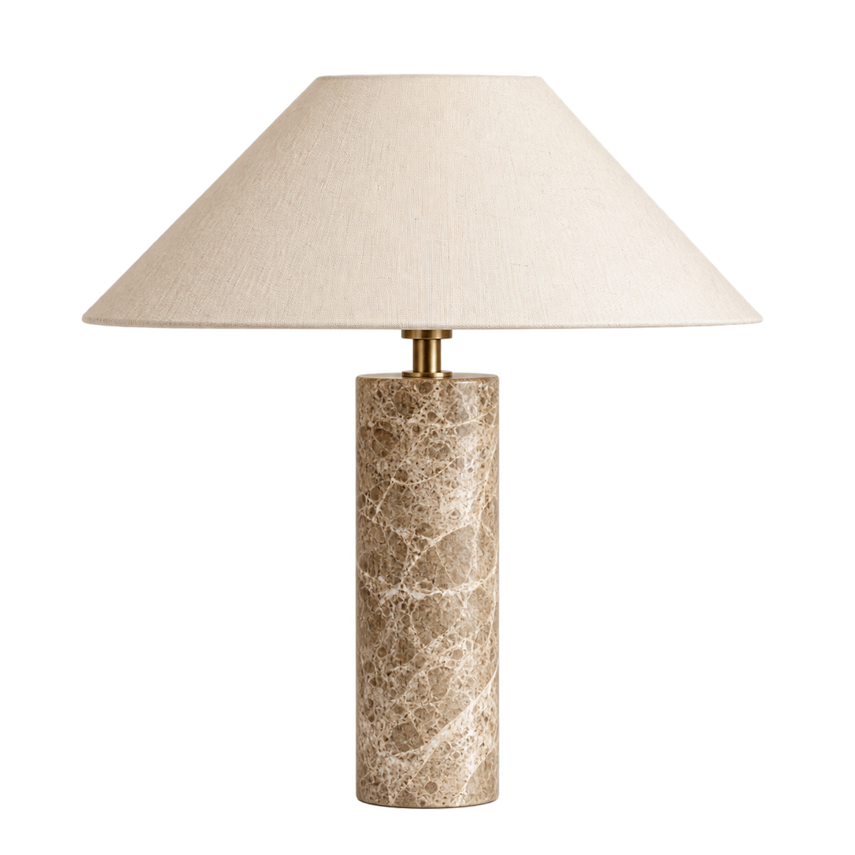 Casa Lumière Marmeren Tafellamp - Witte Stoffen Kap met E27 LED