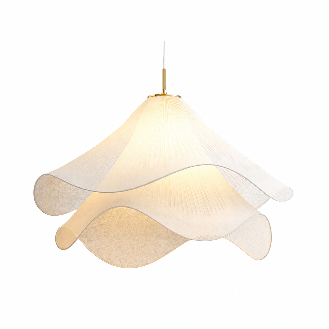 Casa Lumière Japandi Stof Hanglamp - Design Lamp met Golvende Lampenkap