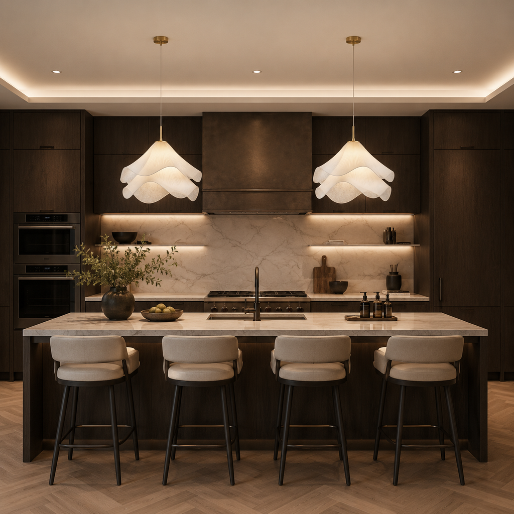Casa Lumière Japandi Stof Hanglamp - Design Lamp met Golvende Lampenkap