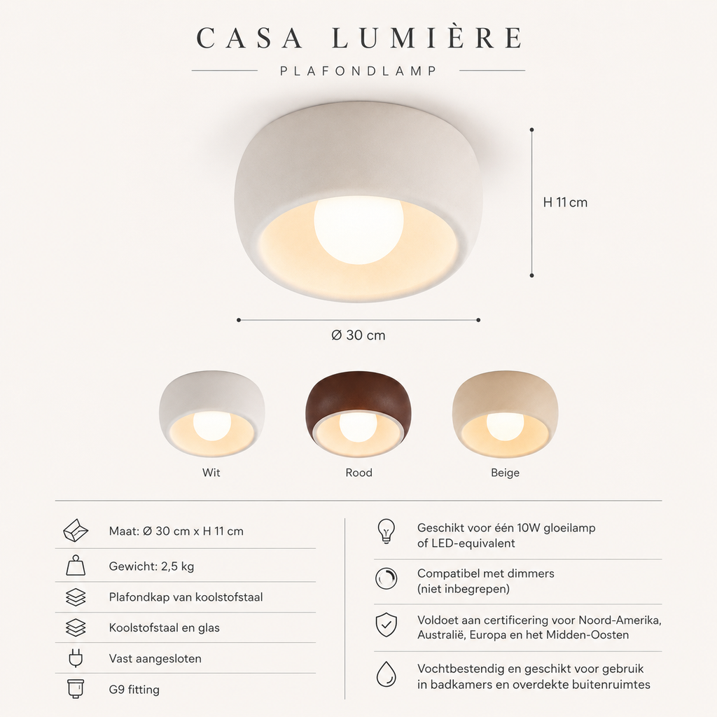 Casa Lumière Ronde Plafondlamp - Warme Design Lamp Sfeerverlichting