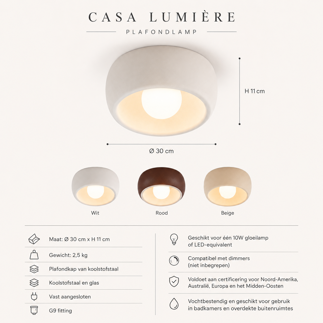 Casa Lumière Ronde Plafondlamp - Warme Design Lamp Sfeerverlichting