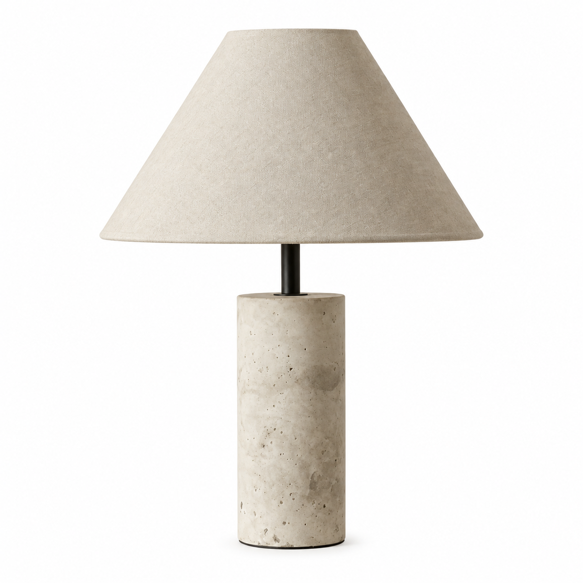 Casa Lumière Travertine Tafellamp met Linnen Kap