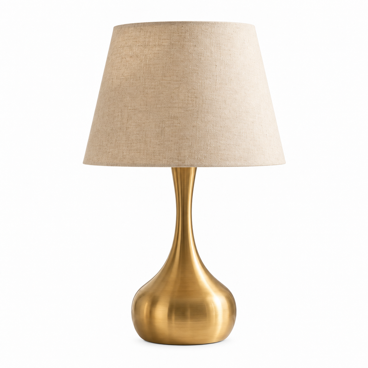 Casa Lumière Gouden Tafellamp - Druppelvorm voet & Linnen Kap