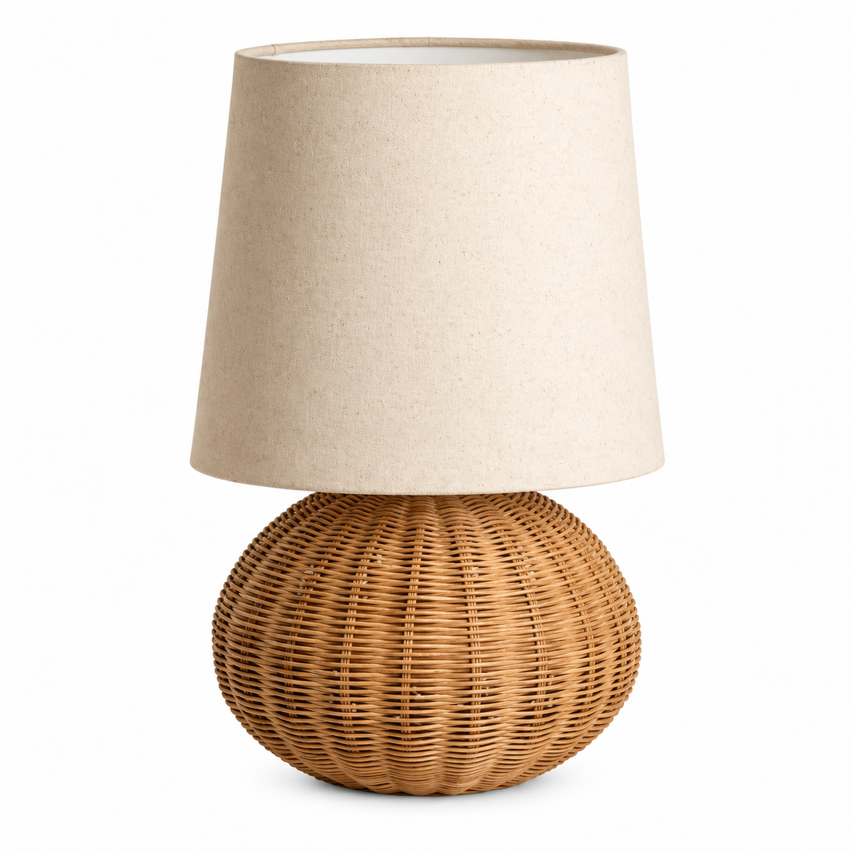 Casa Lumière Rotan Tafellamp - Stoffen Kap met E14 Fitting