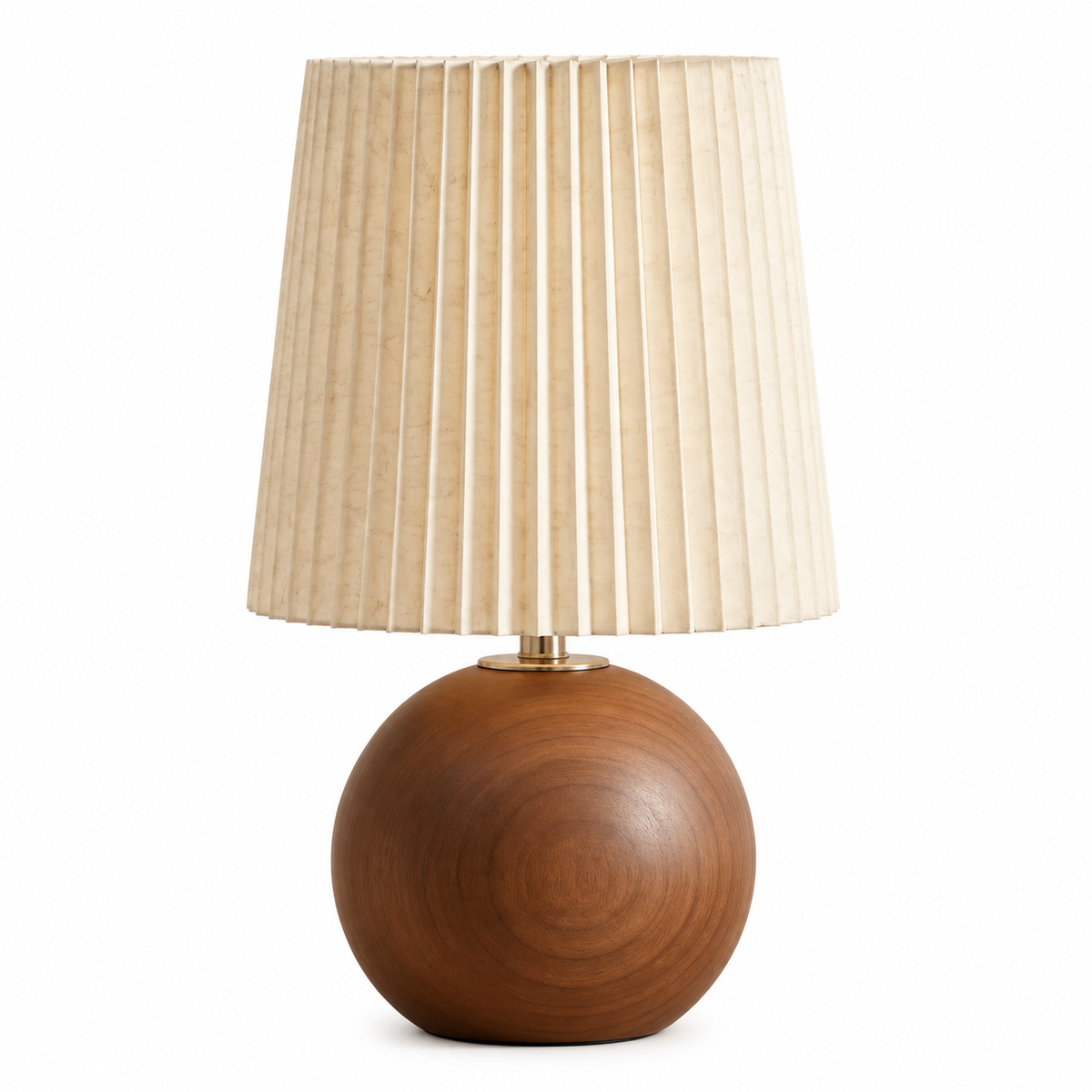 Casa Lumière Draadloze Tafellamp - Keramiek met Hout & Geplooide Stoffen Kap